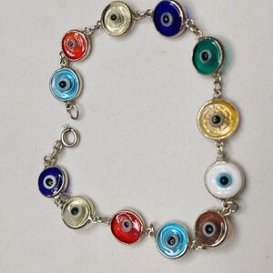 Bracelet evil eye colorful sterling silver 925